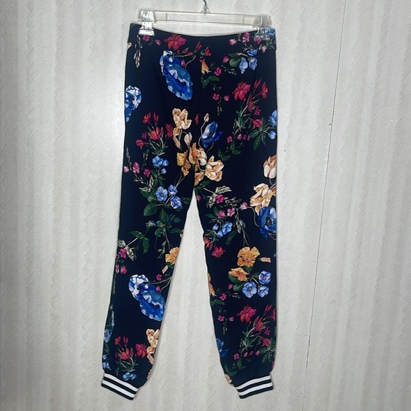 🆕 PARKER Black Multi Sotero Floral Print Striped-hem Joggers Pants 00 - Picture 8 of 8